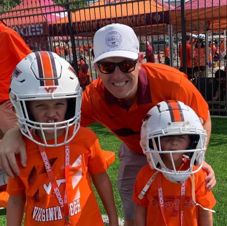 Jamison Ford and Two Sons with Virginia Tech Gear on