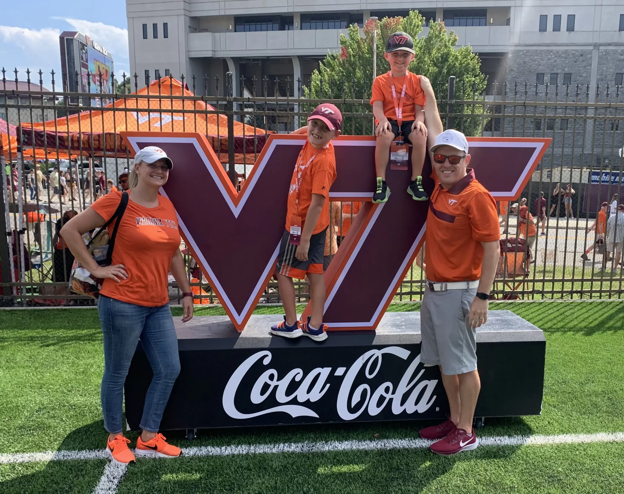 Jamison Ford and Family on Virginia Tech Sign